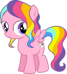Size: 6004x6661 | Tagged: safe, artist:digimonlover101, gameloft, character:rainbow harmony, species:pegasus, species:pony, episode:school raze, g4, my little pony: friendship is magic, absurd resolution, cute, female, filly, harmonybetes, multicolored hair, rainbow hair, simple background, smiling, solo, transparent background, vector, wings