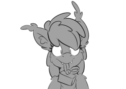 Size: 1280x901 | Tagged: safe, artist:moemneop, oc, oc only, oc:lukida, species:bat pony, episode:hearth's warming eve, g4, my little pony: friendship is magic, grayscale, looking at you, monochrome, present, simple background, sketch, solo, transparent background