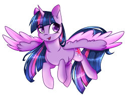 Size: 1836x1387 | Tagged: safe, artist:cloud-fly, character:twilight sparkle, character:twilight sparkle (alicorn), species:alicorn, species:pony, eye clipping through hair, female, mare, simple background, solo, transparent background, two toned wings