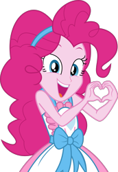 Size: 3787x5511 | Tagged: safe, artist:digimonlover101, character:pinkie pie, episode:the craft of cookies, g4, my little pony: equestria girls, my little pony:equestria girls, spoiler:eqg series (season 2), absurd resolution, apron, clothing, cute, diapinkes, female, heart hands, open mouth, simple background, solo, transparent background, vector
