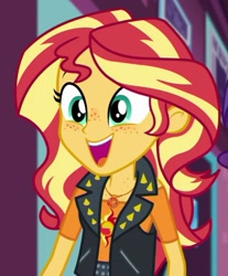 Size: 521x629 | Tagged: safe, artist:eifiechan, edit, edited screencap, screencap, character:sunset shimmer, episode:a fine line, g4, my little pony: equestria girls, my little pony:equestria girls, female, freckles, geode of empathy, happy, magical geodes, open mouth, smiling, solo