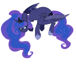 Size: 1280x1097 | Tagged: safe, alternate version, artist:passigcamel, character:princess luna, species:alicorn, species:pony, background removed, flying, hoof shoes, simple background, transparent background