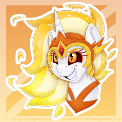 Size: 4000x4000 | Tagged: safe, artist:partylikeanartist, character:daybreaker, character:princess celestia, species:pony, episode:a royal problem, g4, my little pony: friendship is magic, absurd resolution, diabreaker, female, grin, mare, smiling, solo