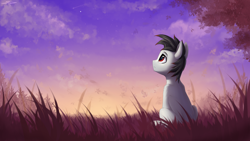 Size: 3840x2160 | Tagged: safe, artist:setharu, oc, oc only, species:pony, commission, looking up, male, sky, solo, stallion, tree
