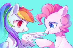 Size: 2300x1500 | Tagged: safe, artist:leafywind, character:pinkie pie, character:rainbow dash, species:earth pony, species:pegasus, species:pony, cute, dashabetes, diapinkes, female, grin, mare, simple background, smiling, starry eyes, tongue out, wingding eyes