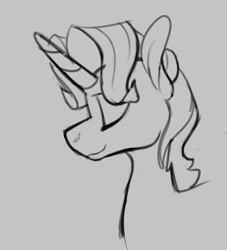 Size: 756x832 | Tagged: safe, artist:enma-darei, character:rarity, species:pony, species:unicorn, black and white, bust, elusive, grayscale, monochrome, rule 63, solo