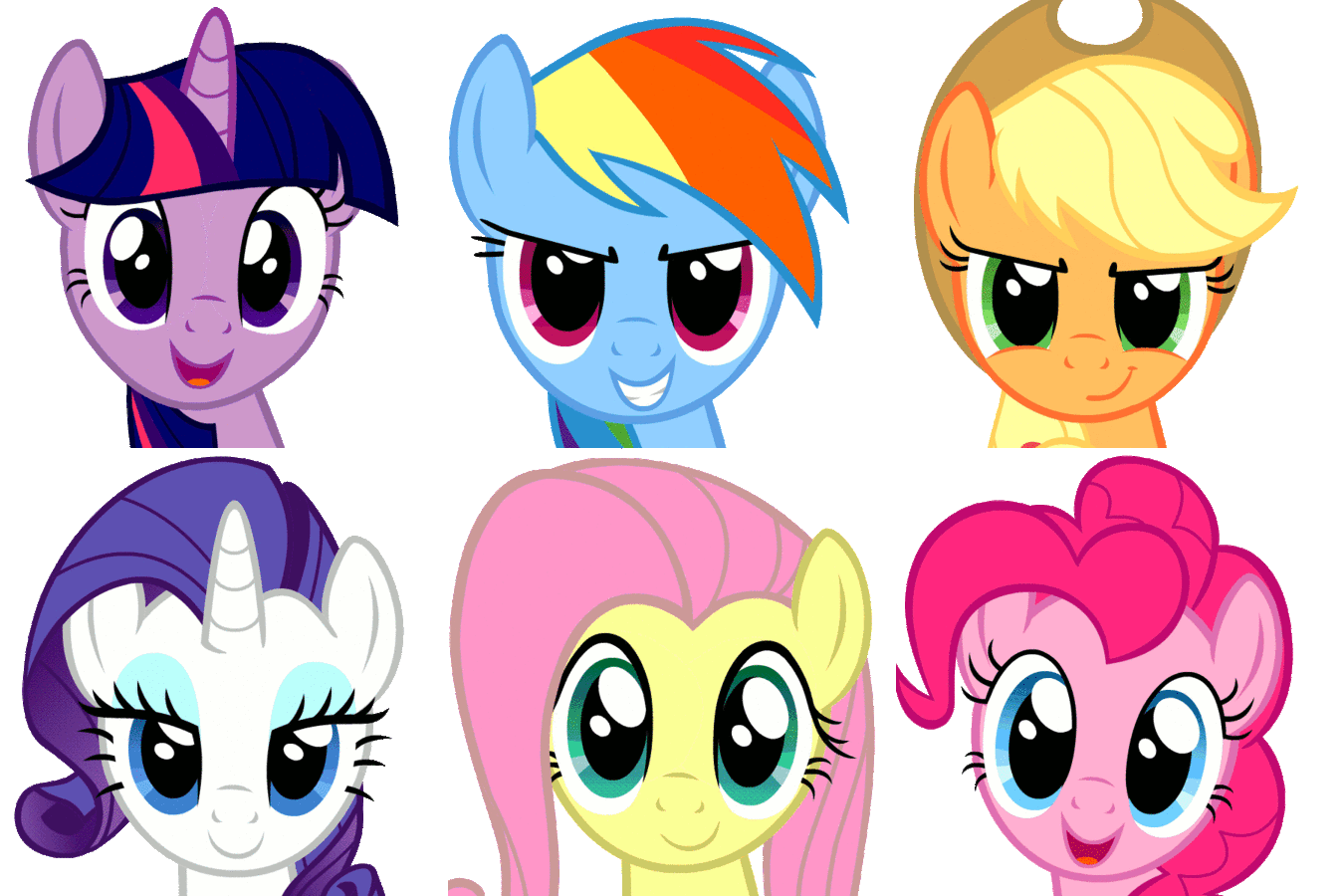 Size: 1350x900 | Tagged: safe, artist:blackgryph0n, character:applejack, character:fluttershy, character:pinkie pie, character:rainbow dash, character:rarity, character:twilight sparkle, species:pony, species:unicorn, animated, bedroom eyes, clothing, cute, dashabetes, diapinkes, female, hat, headbob, jackabetes, mane six, mare, open mouth, raribetes, shyabetes, simple background, smiling, transparent background, twiabetes