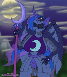 Size: 1880x2160 | Tagged: safe, artist:mostlymlpanthroporn, character:princess luna, species:anthro, fanfic:equestria's fall to lust, armor, big breasts, breasts, busty princess luna, disproportional anatomy, female, huge breasts, knight armor, large butt, sketch, solo