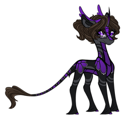 Size: 917x871 | Tagged: safe, artist:australian-senior, oc, oc only, oc:juliet invictus, species:alicorn, species:kirin, species:pony, species:unicorn, alternate universe, antlers, colored hooves, colored horn, curved horn, glasses, horn, kirindos, leonine tail, purple eyes, solo, unshorn fetlocks