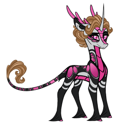 Size: 1500x1543 | Tagged: safe, artist:australian-senior, oc, oc only, oc:apollo invictus, species:alicorn, species:kirin, species:pony, species:unicorn, alternate universe, antlers, colored hooves, colored sclera, kirindos, leonine tail, pink eyes, solo, unshorn fetlocks
