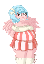 Size: 800x1162 | Tagged: safe, artist:professordoctorc, character:cozy glow, my little pony:equestria girls, chubby, clothing, dress, equestria girls-ified, fat, female, freckles, obese, solo, thick, wings