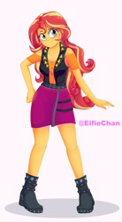 Size: 2200x4000 | Tagged: safe, artist:eifiechan, character:sunset shimmer, my little pony:equestria girls, clothing, cute, female, smiling, solo