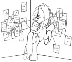 Size: 813x707 | Tagged: safe, artist:dsb71013, oc, oc only, oc:night cap, species:pony, monochrome, mouth hold, paper