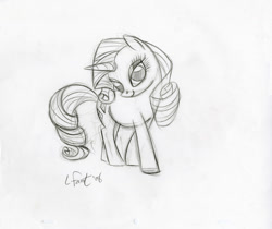 Size: 640x538 | Tagged: safe, artist:lauren faust, character:rarity, species:pony, species:unicorn, behind the scenes, black and white, concept art, female, grayscale, mare, monochrome, sketch