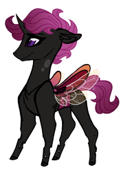 Size: 1000x1400 | Tagged: safe, artist:australian-senior, character:scootaloo, species:changeling, species:pegasus, species:pony, alternate universe, changelingified, female, kirindos, purple changeling, scootaling, simple background, solo, species swap, transparent background
