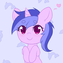 Size: 1937x1934 | Tagged: safe, artist:fluffymaiden, character:sea swirl, species:pony, species:unicorn, background pony, beanbrows, chibi, cute, ear fluff, eye clipping through hair, eyebrows, female, floating heart, heart, heart eyes, looking at you, mare, seadorable, solo, wingding eyes