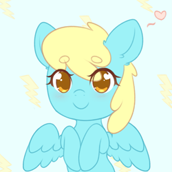 Size: 1937x1934 | Tagged: safe, artist:fluffymaiden, character:sassaflash, species:pegasus, species:pony, background pony, chibi, female, heart, mare, solo