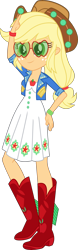 Size: 2276x7276 | Tagged: safe, artist:digimonlover101, character:applejack, g4, my little pony: equestria girls, my little pony:equestria girls, spoiler:eqg series (season 2), applejack's festival hat, applejack's hat, clothing, cowboy hat, female, freckles, glasses, hat, high res, music festival outfit, simple background, solo, stetson, transparent background, vector