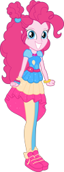 Size: 2431x6451 | Tagged: safe, artist:digimonlover101, character:pinkie pie, g4, my little pony: equestria girls, my little pony:equestria girls, spoiler:eqg series (season 2), absurd resolution, clothing, cute, diapinkes, dress, dress interior, female, geode of sugar bombs, magical geodes, music festival outfit, shoes, simple background, smiling, sneakers, solo, transparent background, vector
