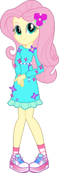 Size: 2806x8155 | Tagged: safe, artist:digimonlover101, character:fluttershy, episode:festival filters, g4, my little pony: equestria girls, my little pony:equestria girls, spoiler:eqg series (season 2), absurd resolution, clothing, cute, dress, female, geode of fauna, magical geodes, music festival outfit, shoes, shyabetes, simple background, smiling, sneakers, solo, transparent background, vector