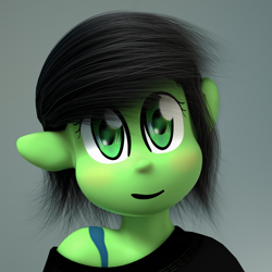 Size: 1080x1080 | Tagged: safe, artist:binary6, oc, oc only, species:anthro, 3d, 3d model, adoracreepy, clothing, creepy, cute, female, filly, render, uncanny valley