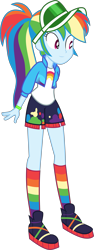 Size: 2784x7384 | Tagged: safe, artist:digimonlover101, character:rainbow dash, episode:festival filters, g4, my little pony: equestria girls, my little pony:equestria girls, spoiler:eqg series (season 2), absurd resolution, clothing, cute, dashabetes, female, inkscape, music festival outfit, rainbow socks, shorts, simple background, socks, solo, striped socks, transparent background, vector