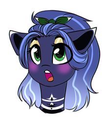 Size: 1172x1288 | Tagged: safe, artist:cloud-fly, oc, oc only, species:pony, blushing, bust, eye clipping through hair, female, mare, open mouth, portrait, simple background, solo, surprised, white background