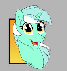 Size: 764x816 | Tagged: safe, artist:mythpony, character:lyra heartstrings, species:pony, species:unicorn, bust, female, portrait, smiling, solo