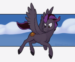 Size: 900x746 | Tagged: safe, artist:enma-darei, oc, oc only, oc:black chrome, species:pegasus, species:pony, cloud, flying, male, solo