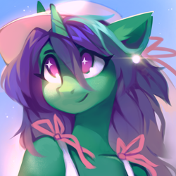 Size: 2048x2048 | Tagged: safe, artist:lispp, oc, oc only, oc:buggy code, species:anthro, species:pony, species:unicorn, anthro oc, bust, female, mare, solo