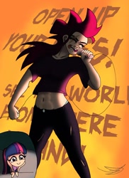 Size: 1024x1409 | Tagged: safe, artist:ringteam, character:tempest shadow, character:twilight sparkle, species:human, ship:tempestlight, my little pony: the movie (2017), female, humanized, lesbian, open up your eyes, sad, shipping, singing