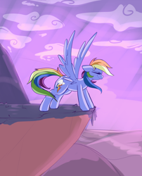 Size: 3824x4732 | Tagged: safe, artist:graphene, character:rainbow dash, species:pegasus, species:pony, newbie artist training grounds, atg 2019, cliff, female, solo