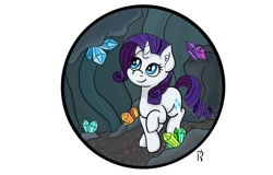 Size: 1280x820 | Tagged: safe, artist:dawn-designs-art, character:rarity, species:pony, species:unicorn, cave, crystal, female, gem, gem cave, jewel, solo
