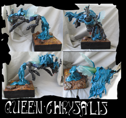 Size: 3000x2808 | Tagged: safe, artist:sourcherry, character:queen chrysalis, species:changeling, changeling queen, craft, female, sculpture, solo, traditional art
