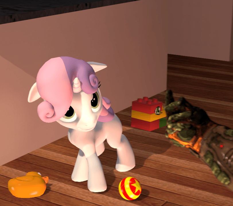 Size: 812x718 | Tagged: safe, artist:fishimira, character:sweetie belle, species:pony, species:unicorn, 3d, animated, ball, behaving like a dog, cute, dawwww, diasweetes, digimon, doom, doom slayer, doomguy, duplo, female, fishimira is trying to kill us, gif, glover, hnnng, hoofbump, pony pet, rubber duck, source filmmaker, thumbs up, toyagumon, weapons-grade cute