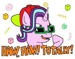 Size: 771x614 | Tagged: safe, artist:logan jones, character:starlight glimmer, species:pony, species:unicorn, episode:celestial advice, g4, my little pony: friendship is magic, '90s, backwards ballcap, baseball cap, cap, catchphrase, clothing, female, hat, quote, radical, simple background, sunglasses, transparent background