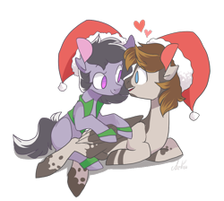 Size: 800x718 | Tagged: safe, artist:laceymod, oc, oc only, species:earth pony, species:pegasus, species:pony, christmas, clothing, female, hat, holiday, male, mare, santa hat, simple background, stallion, white background