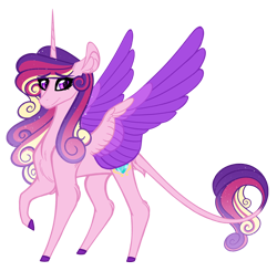 Size: 1280x1252 | Tagged: safe, artist:australian-senior, character:princess cadance, species:alicorn, species:pony, alternate universe, colored hooves, colored wings, colored wingtips, female, kirindos, leonine tail, mare, raised hoof, simple background, solo, transparent background