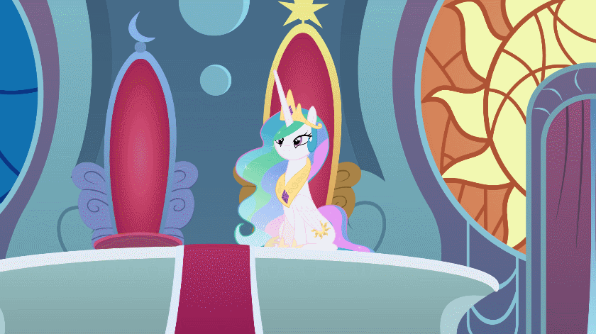 Size: 840x471 | Tagged: safe, artist:forgalorga, character:princess celestia, character:starlight glimmer, species:alicorn, species:pony, alicornified, animated, female, gif, princess celestia is not amused, race swap, starlicorn, this will end in a trip to the moon, this will end in banishment, this will end in death, this will end in tears, this will end in tears and/or a journey to the moon, this will end in tears and/or death, xk-class end-of-the-world scenario