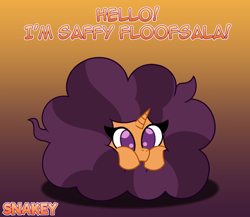 Size: 2300x2000 | Tagged: safe, artist:snakeythingy, character:saffron masala, species:pony, dialogue, fluffy, gradient background, poofy mane