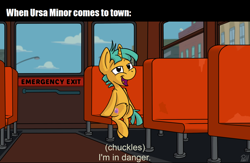 Size: 1278x832 | Tagged: safe, artist:pirill, editor:fluttershyisnot adoormat, character:derpy hooves, character:snails, species:pony, species:unicorn, female, i'm in danger, meme, ponified meme, ralph wiggum, sitting, solo, subtitles, the simpsons, when you see it