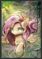 Size: 446x626 | Tagged: safe, artist:leafywind, character:fluttershy, species:pegasus, species:pony, female, mare, solo, water