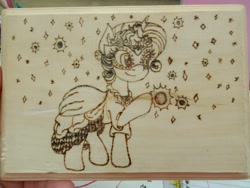 Size: 1032x774 | Tagged: safe, artist:dawn-designs-art, artist:sapphire-burns-art, character:rarity, species:pony, species:unicorn, commission, pyrography, red queen, traditional art
