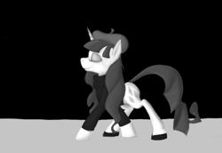 Size: 1402x963 | Tagged: safe, artist:enma-darei, character:rarity, species:pony, species:unicorn, beatnik rarity, beret, clothing, eyes closed, female, grayscale, hat, mare, monochrome, profile, smiling, solo, sweater