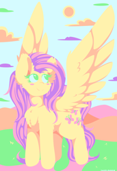 Size: 866x1264 | Tagged: safe, artist:vanillaswirl6, character:fluttershy, species:pony, female, limited palette, solo