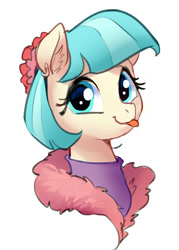 Size: 583x814 | Tagged: safe, artist:luciferamon, edit, editor:slb94, character:coco pommel, species:earth pony, species:pony, blep, cocobetes, cropped, cute, female, mare, mlem, silly, simple background, smiling, solo, tongue out, white background