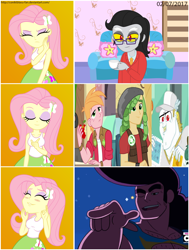 Size: 1350x1783 | Tagged: safe, artist:conikiblasu-fan, edit, screencap, character:big mcintosh, character:bulk biceps, character:discord, character:fluttershy, character:sandalwood, ship:discoshy, ship:flutterbulk, ship:fluttermac, episode:queen of clubs, equestria girls:equestria girls, g4, my little pony: equestria girls, my little pony:equestria girls, spoilers for another series, drake, female, hotline bling, male, meme, mr. multiverse, offscreen character, sandalshy, shipping, shipping domino, steg (steven universe), steven universe, steven universe: the movie, straight