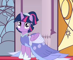Size: 1700x1400 | Tagged: safe, artist:digimonlover101, edit, character:twilight sparkle, character:twilight sparkle (alicorn), species:alicorn, species:pony, episode:the last problem, g4, my little pony: friendship is magic, clothing, coronation dress, dress, female, happy, mare, second coronation dress, smiling, solo, vector