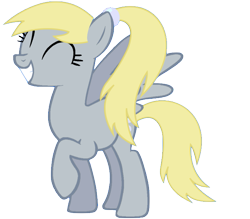 Size: 681x596 | Tagged: safe, artist:blackgryph0n, artist:drugzrbad, artist:winxflorabloomroxy, base used, character:derpy hooves, species:pegasus, species:pony, cute, dawwww, derpabetes, eyes closed, female, mare, ponytail, raised hoof, simple background, smiling, solo, transparent background, vector, wings