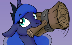 Size: 648x408 | Tagged: safe, artist:omny87, edit, character:princess luna, species:alicorn, species:pony, bust, cropped, female, hammer, mouth hold, solo, team fortress 2